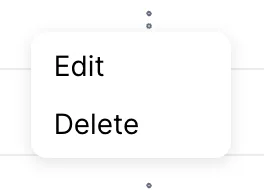 The actions menu open on the About the hotel row, offering Edit and Delete.