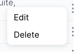 Le menu «actions » s’ouvre sur la première ligne de clôture, proposant «Edit» et «Delete».
