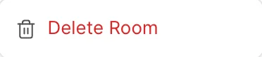 The row menu of a Booking.com reservation, holding a single item: Delete Room.